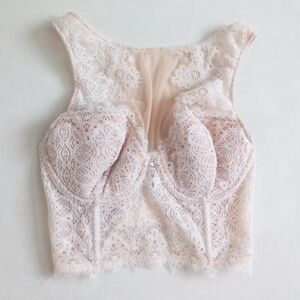 Victoria's Secret white lace high-neckline long-line lined demi bra